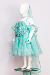 Sea Green Organza Rose Dress