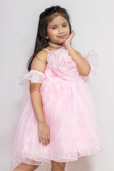 Baby Pink Organza Rose Dress