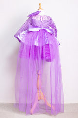 Lavender Ruffled Dress With Long Trail