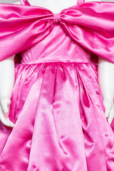 Pink Satin Off Shoulder Dress
