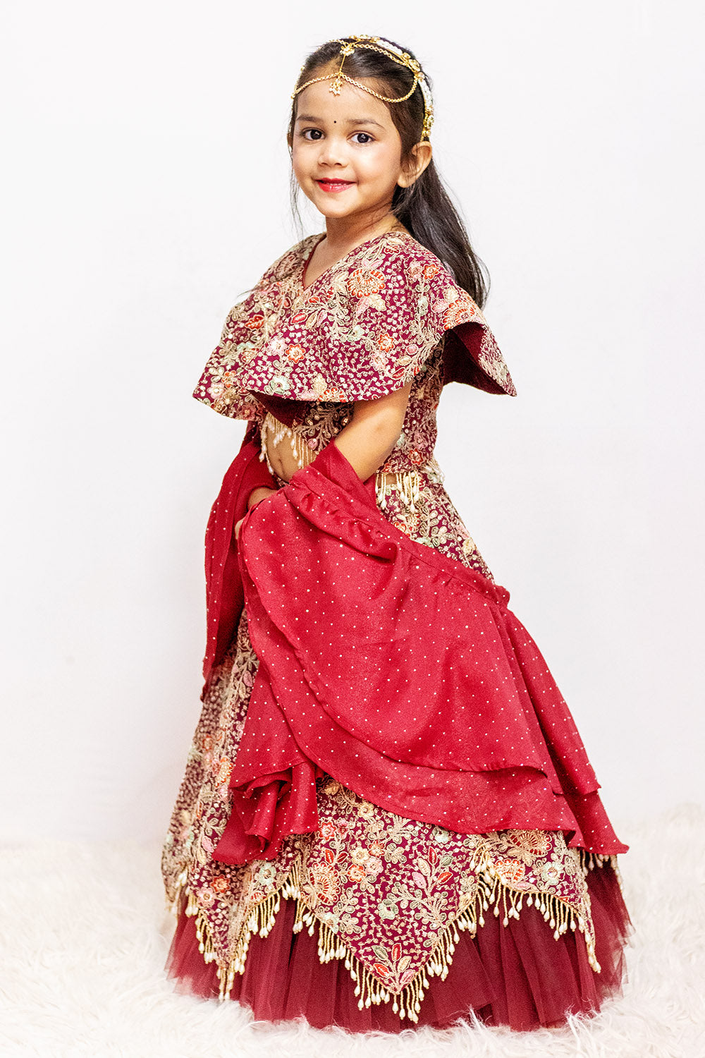 Maroon Fully Embroidered Lehenga