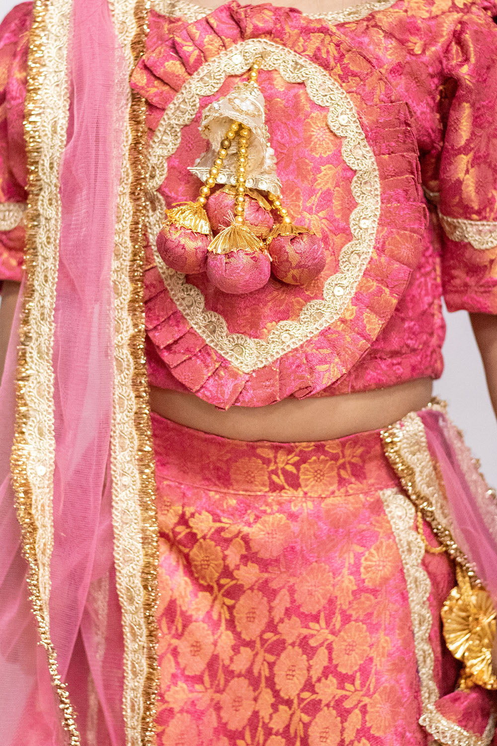 Pastel Pink Brocade Lehenga