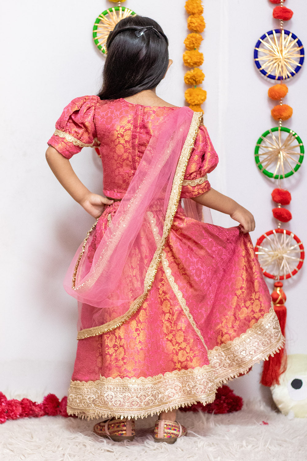 Pastel Pink Brocade Lehenga