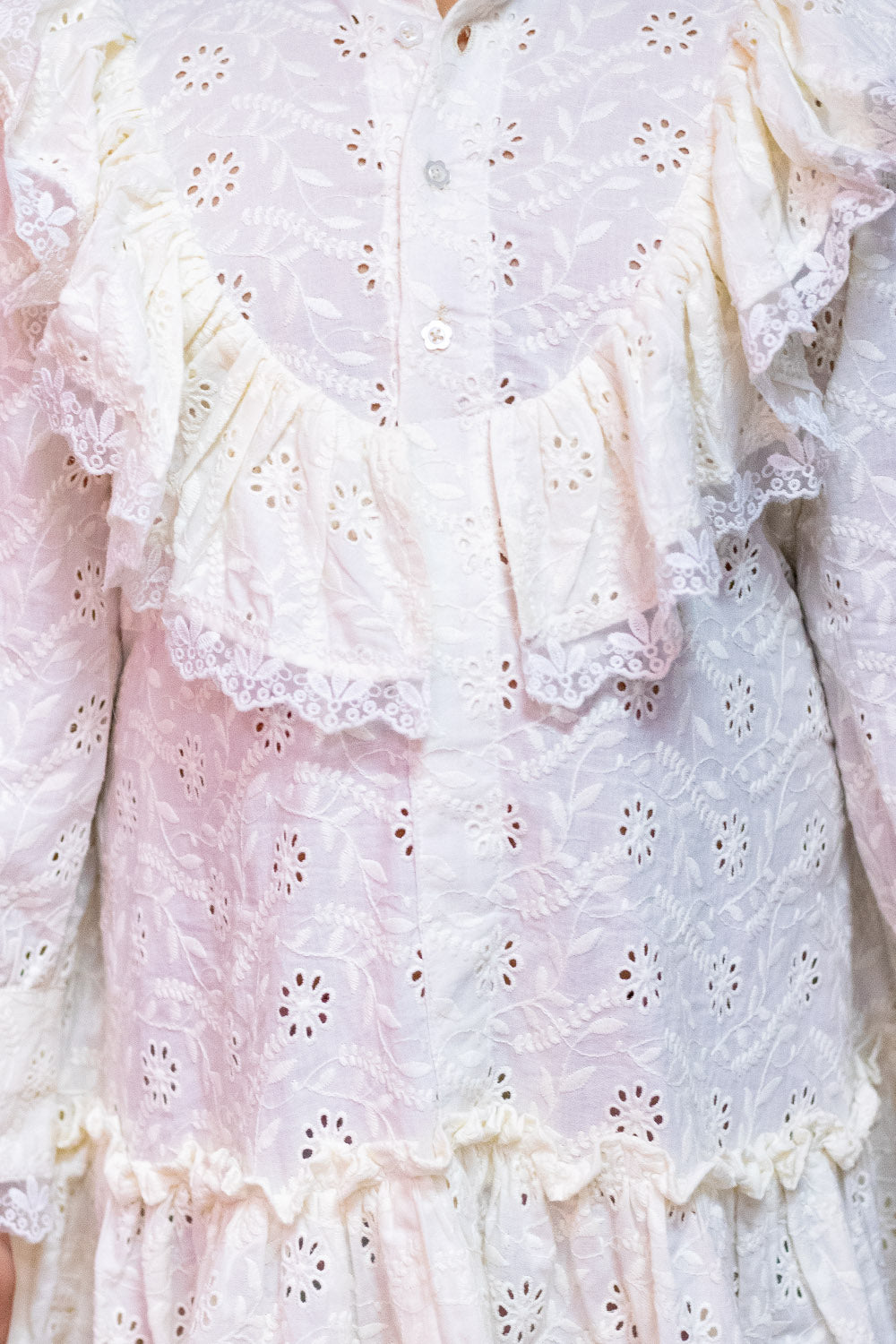 Schiffli Cotton Off White Dress