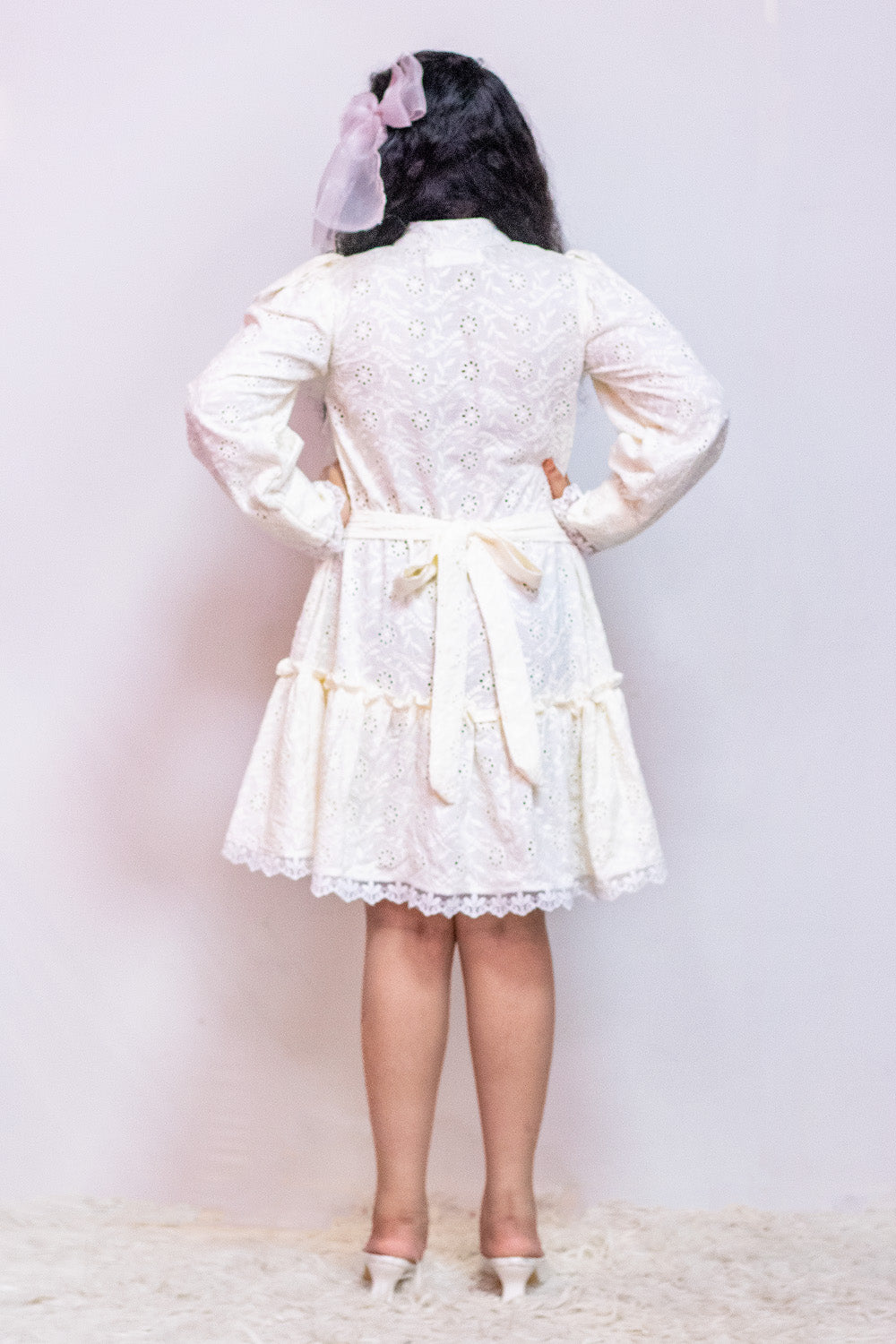 Schiffli Cotton Off White Dress