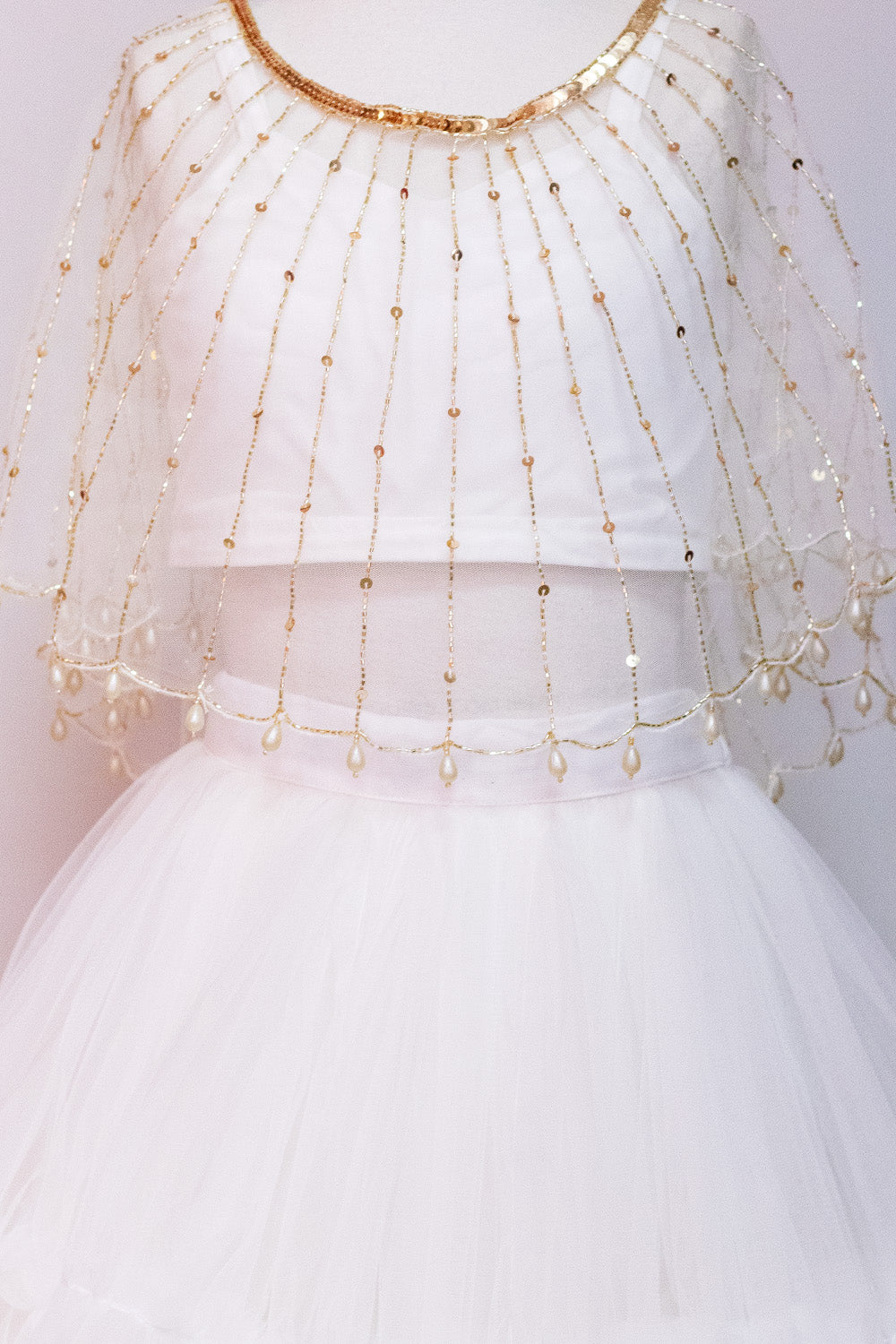 White Lehenga with Hand Embroidered Cape
