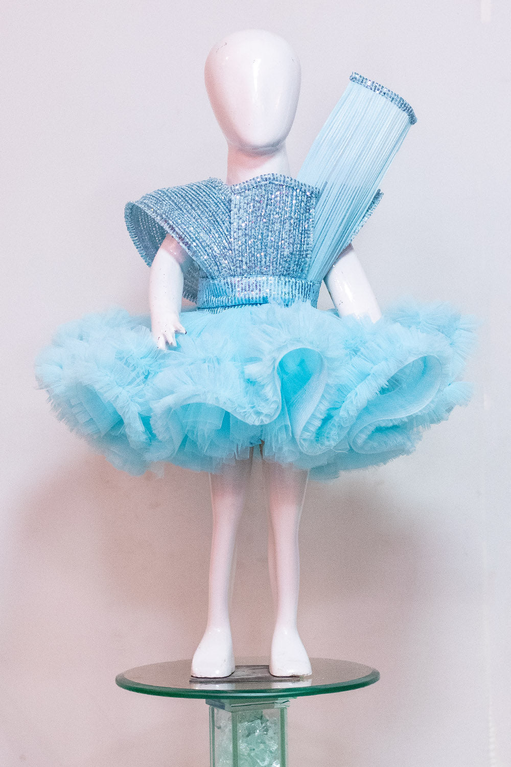 Sky Blue Princess Theme Ruffled Dress