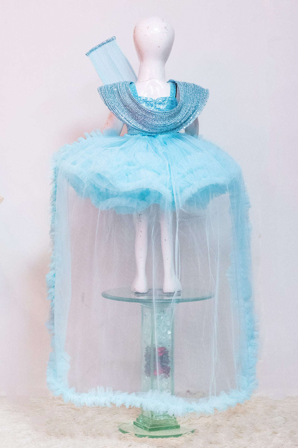 Sky Blue Princess Theme Ruffled Dress