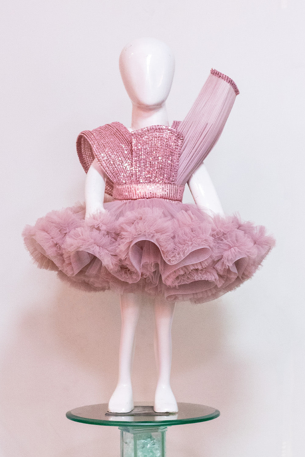 Onion Pink Princess Theme Ruffled Dress