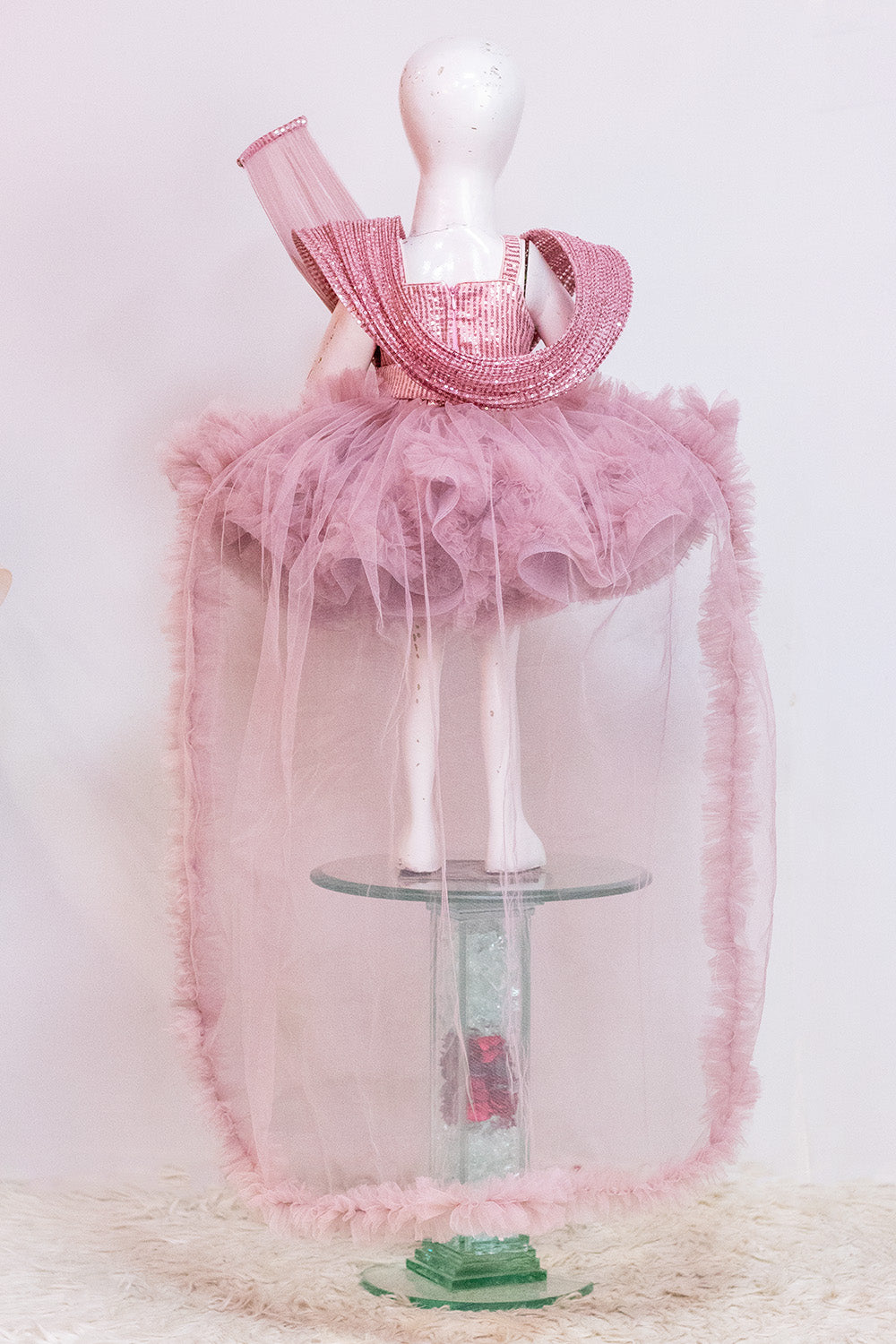 Onion Pink Princess Theme Ruffled Dress