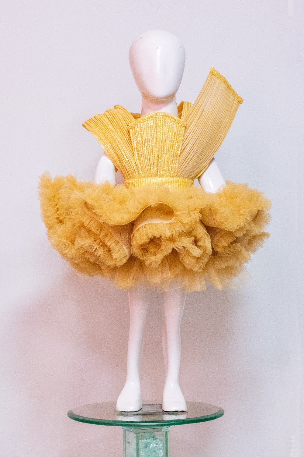 Golden Princess Theme Ruffled Dress