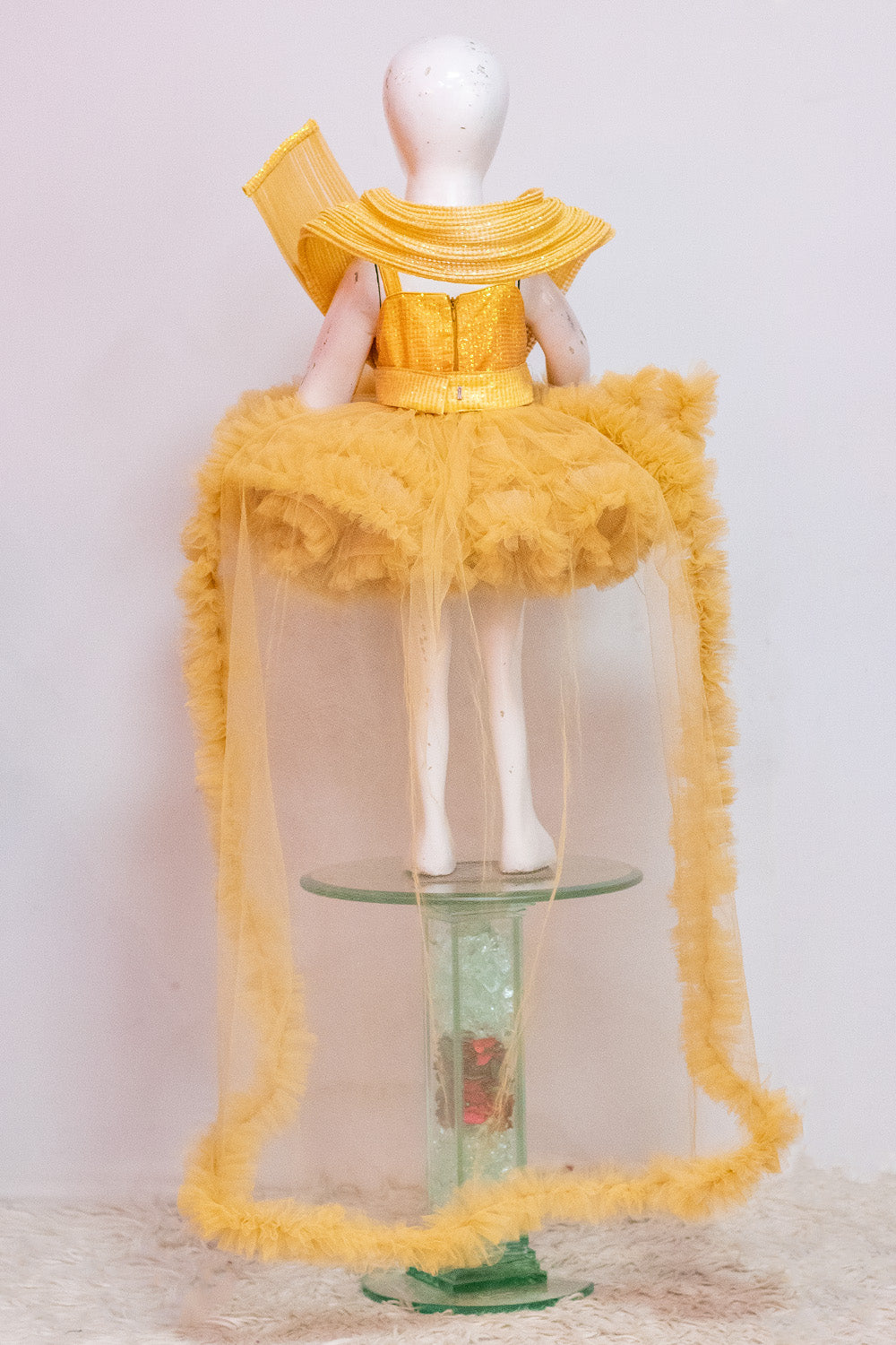 Golden Princess Theme Ruffled Dress