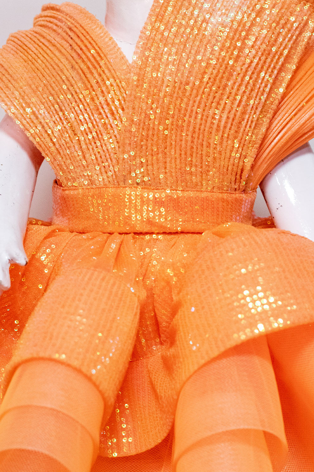 Orange Net and Sequins Princess Dress