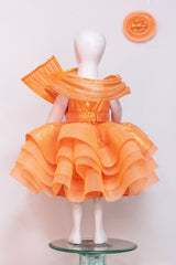 Orange Net and Sequins Princess Dress