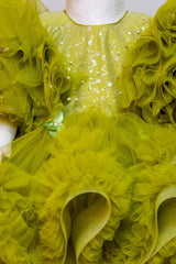 Green Barbie Dress with Trail