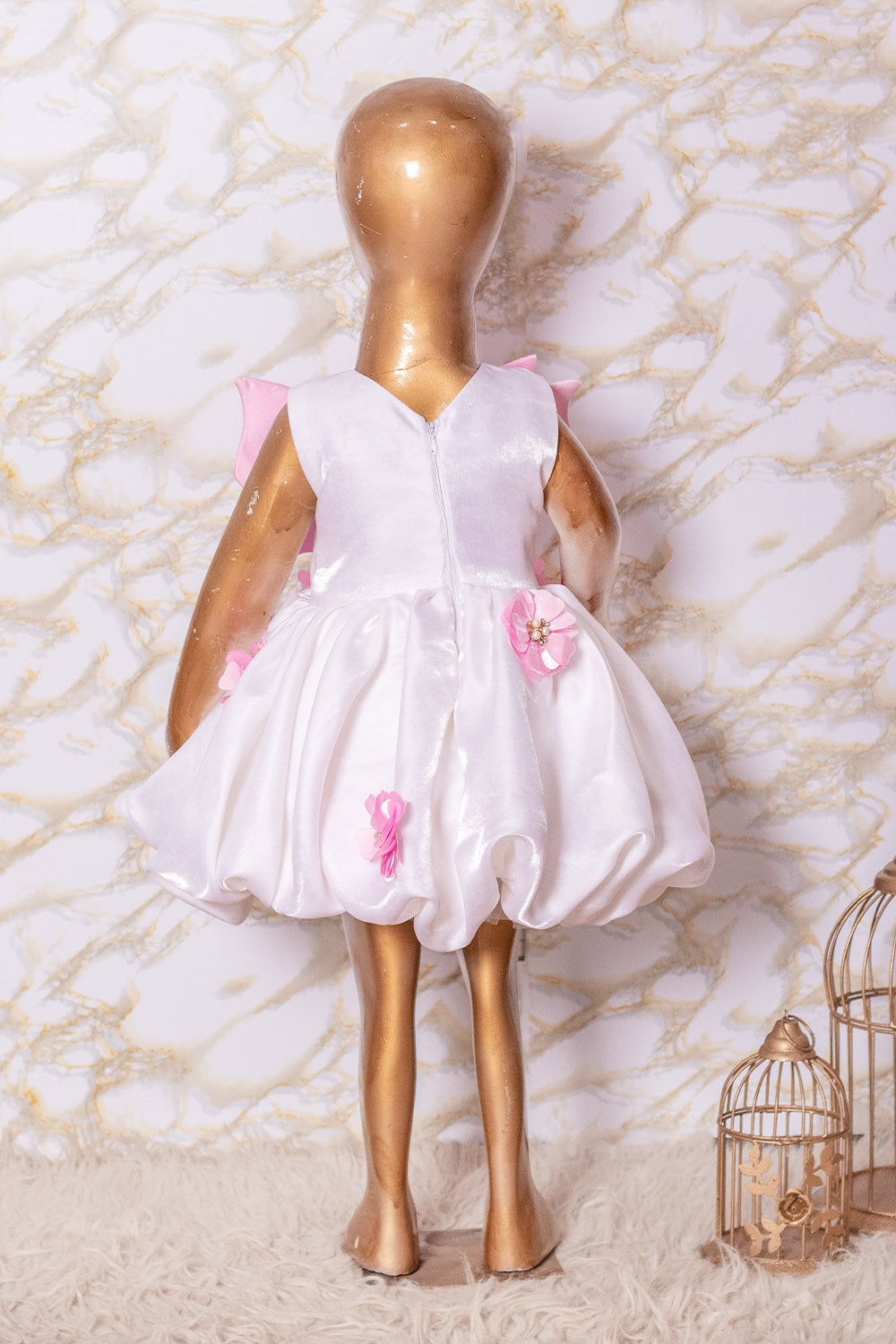 White Pink Butterfly Dress