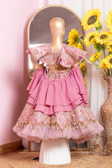 Onion Pink Fully Embroidered Lehenga