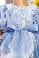Grayish Blue Butterfly Organza Dress