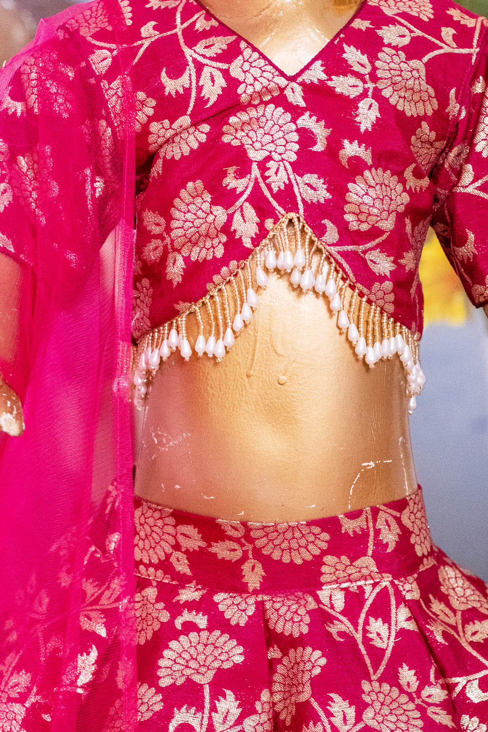 Beautiful Hot Pink Brocade Lehenga Set