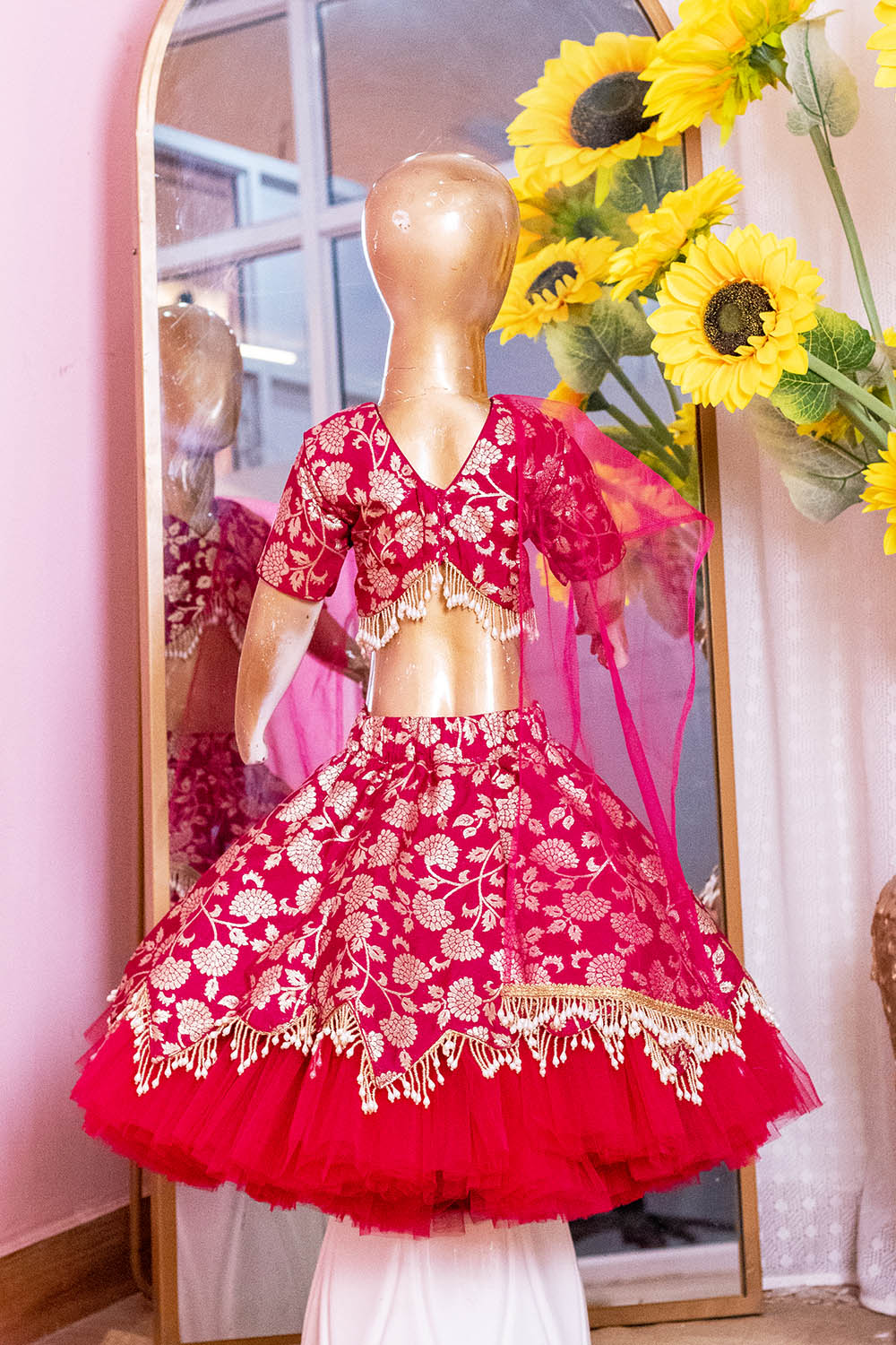 Beautiful Hot Pink Brocade Lehenga Set