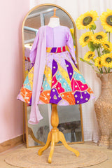 Multi Color Lavender Ethnic Gown with Necklace