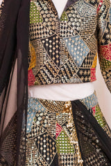 Black Fully Embroidered Full Sleeves Lehenga