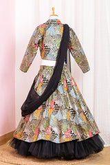 Black Fully Embroidered Full Sleeves Lehenga