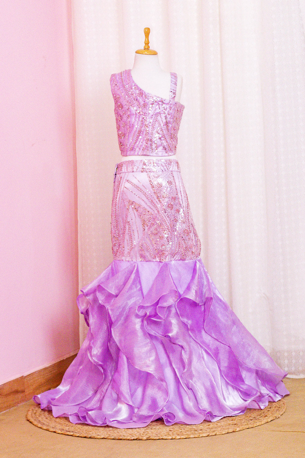 Lavender Mermaid Skirt Top Set