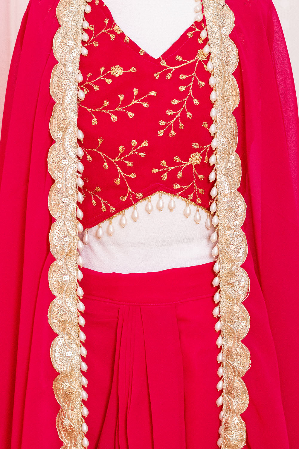 Hot Pink Georgette 3 Piece Co-ord Set
