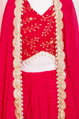 Hot Pink Georgette 3 Piece Co-ord Set