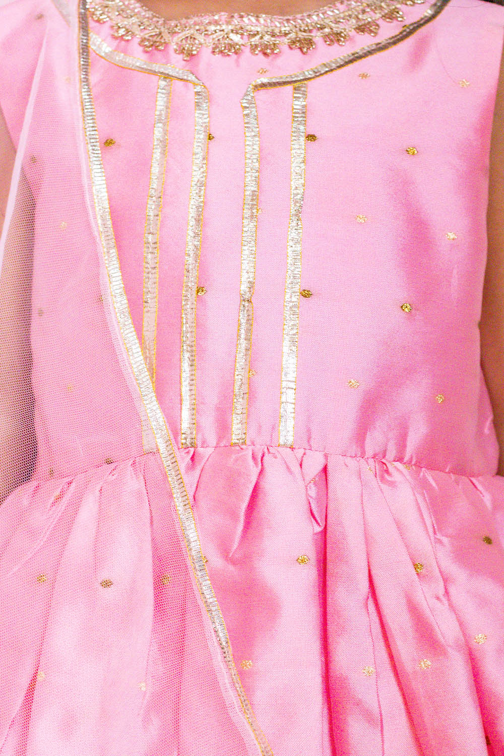 Pink and Green Silk Sharara Suit