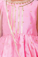 Pink and Green Silk Sharara Suit