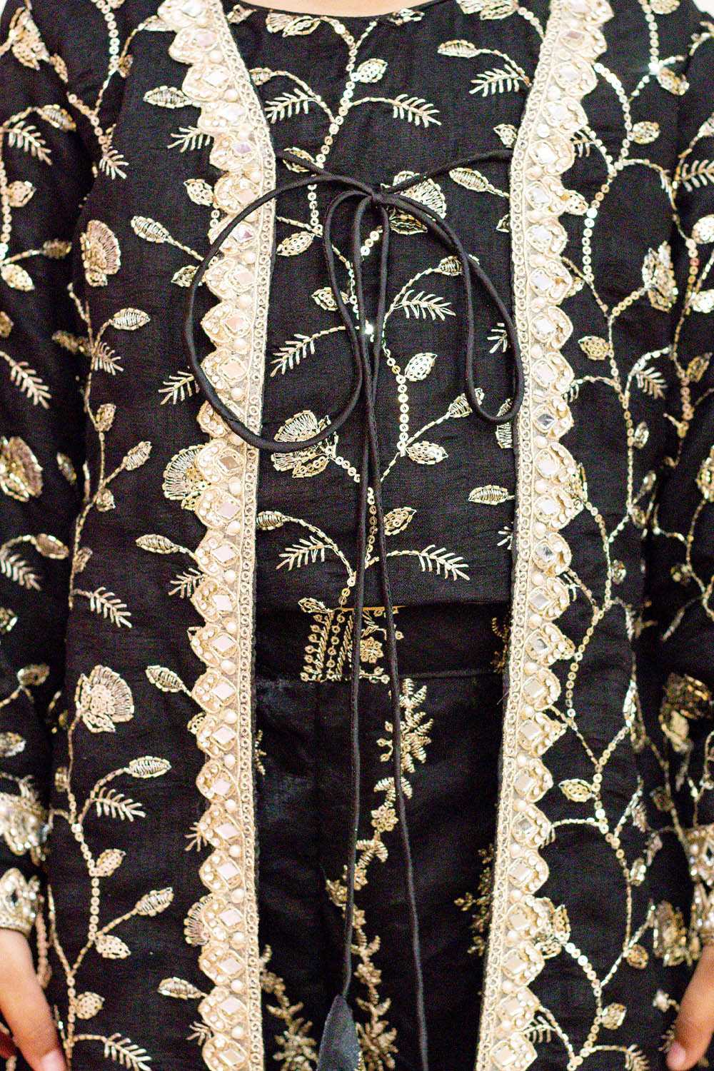Black Embroidered Chinon Sharara