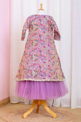 Lavender Embroidered Lehenga with Long Jacket