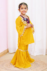 Haldi Special Yellow and Wine Coord Set
