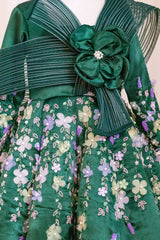 Bottle Green Hand Embroidered Ball Gown
