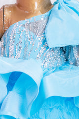 Sky Blue Blossom Princess Trail Dress