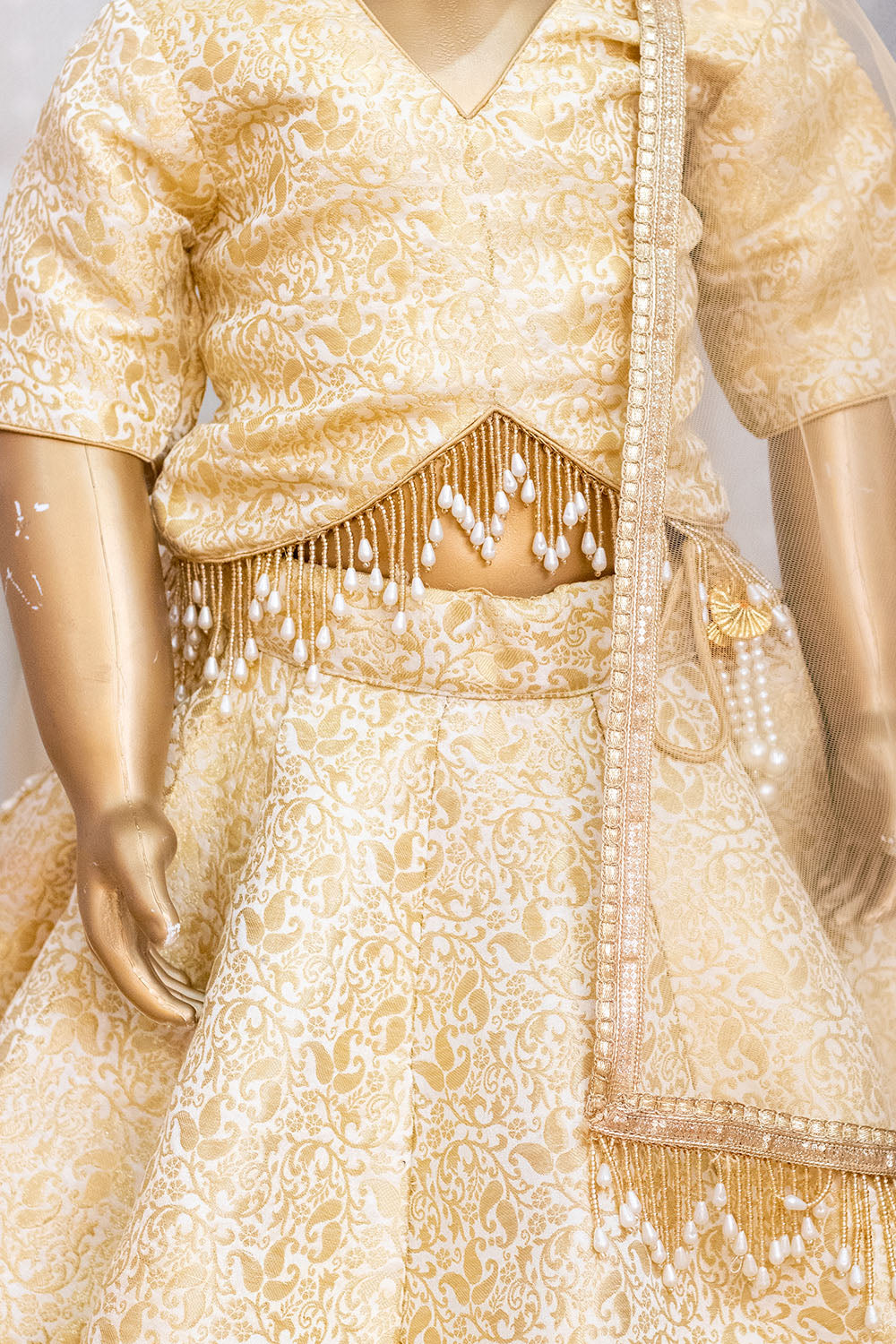Beautiful White and Golden Lehenga Set