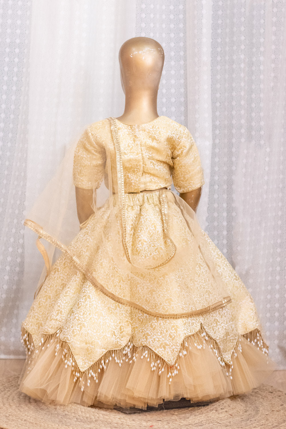 Beautiful White and Golden Lehenga Set