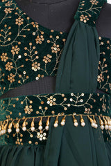 Mehendi Special Kids Green Georgette Lehenga Set