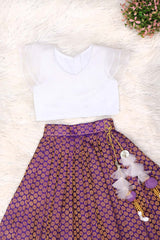 White And Blue Kids Skirt Top Set