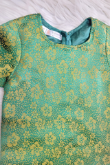 Bottle Green Brocade Kurta Pant Set With Dupatta