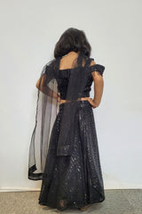 Black Imported Sequins Lehenga For Kids