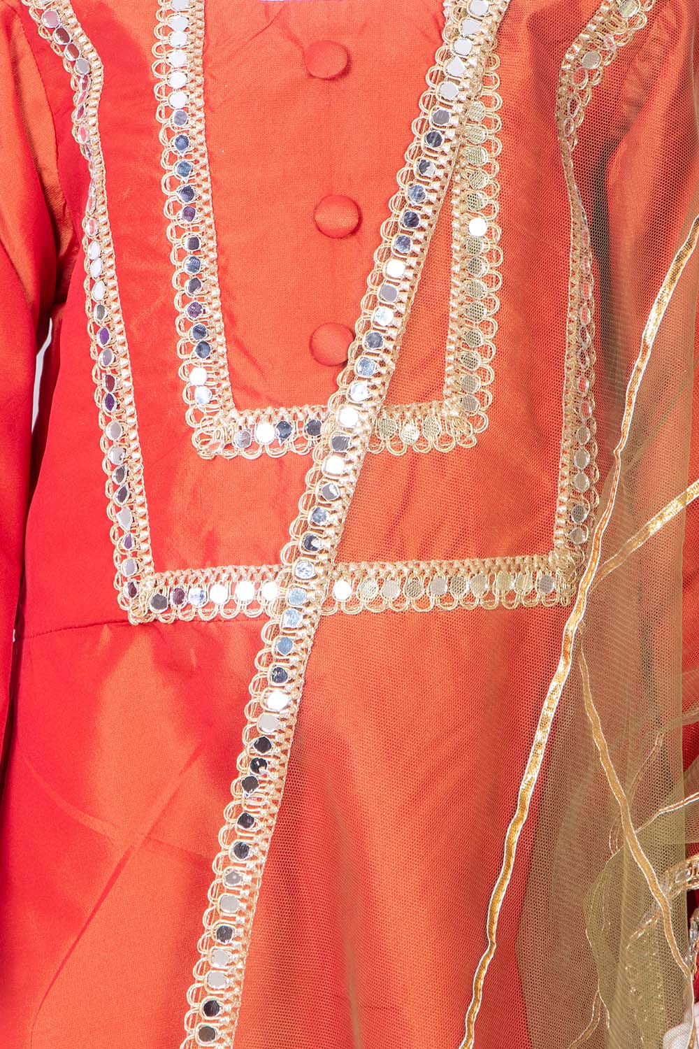 Rust Orange Silk Ethnic Suit