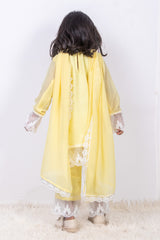 Lemon Yellow and white Georgette Ethnic Suit
