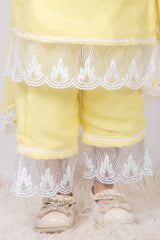 Lemon Yellow and white Georgette Ethnic Suit