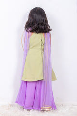 Lavender and Green Georgette Sharara Suit