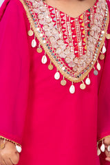 Hot Pink Georgette Ethnic Suit