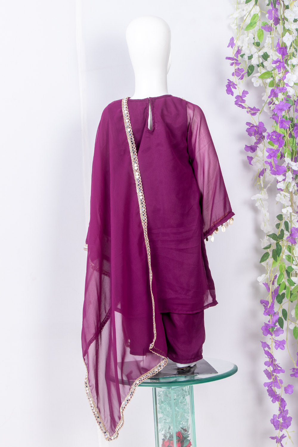 Wine Georgette Ethnic Suit