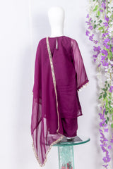 Wine Georgette Ethnic Suit